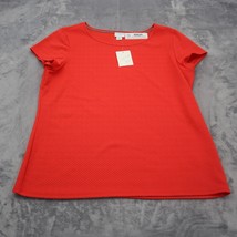 Jaclyn Smith Shirt Women XL Red Casual Herringbone Short Sleeve Textured - £16.90 GBP