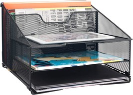 Black Samstar Mesh Desk File Organizer Letter Tray Holder, Desktop File Folder - £27.11 GBP