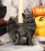 Gothic Notre Dame Angel Wings Cat Gargoyle Right Facing Candle Holder Statue 5&quot;H - £21.57 GBP