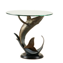 Humpback Whale Metal and Glass End Table - £530.93 GBP