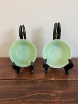 Pair Vintage MCM Fire King Oven Ware Jadeite Jane Ray Fruit Berry Bowl Dish Set - $37.61