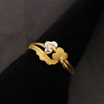 22 ctsStamp Dubai Gold Interlocking Rings Size US 6.25 father Halloween Jewelry - £285.32 GBP
