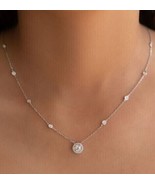 Certified 2.00 Ct Round Cut Moissanite, 925 Sterling Silver Necklace For... - £96.91 GBP
