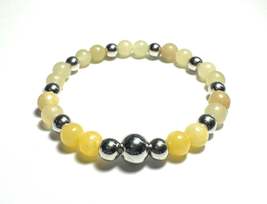 Natural Stone Bracelet, 6mm Afghanistan Jade and Yellow Jade with Silver... - €5,10 EUR