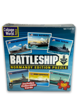 Battleship Normandy Edition Jigsaw Puzzle Collage World 500 Pieces With Cards - $14.25
