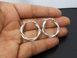  Twist Silver Hoop Earrings, Round Hoop Earrings, Womens Earrings | Sup Silver - £19.77 GBP