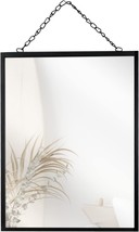 Black Hanging Mirror With Chain, 12 X 16 Inch Rustic Wall, Decorative Mirror. - £23.67 GBP