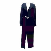Vintage 1970s 1980s Caron Chicago Black Disco Jumpsuit Rhinestone Accent... - $33.66