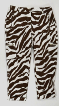 Chico’s Crop Zebra Print Brown White Cropped Cargo Pants Womens Size Small *** - £35.58 GBP