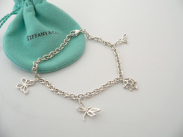 Tiffany &amp; Co Silver Butterfly Turtle Firefly Bee Bracelet Bangle 8 Inch Longer - £601.18 GBP