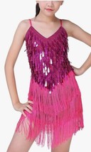 Cuecutie Latin Dance Dress Tassel Salsa Dancewear Size: 10-11 Years Color: Rose - £15.39 GBP