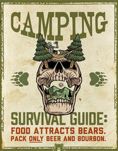 Camping Weekend Survival Beer Drinking Retro Funny Humor Wall Decor Metal Sign - £12.73 GBP