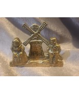 1930s ENGLISH BRASS CALLING BUSINESS CARD HOLDER DUTCH CHILDREN WINDMILL... - £9.32 GBP