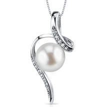 Sterling Silver 8.0mm Freshwater White Pearl Pendant - £68.14 GBP