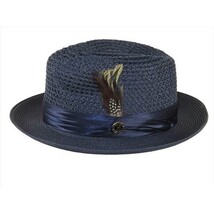 Men's Summer Spring Braid Straw style Hat by BRUNO CAPELO JULIAN JU907 Navy image 5