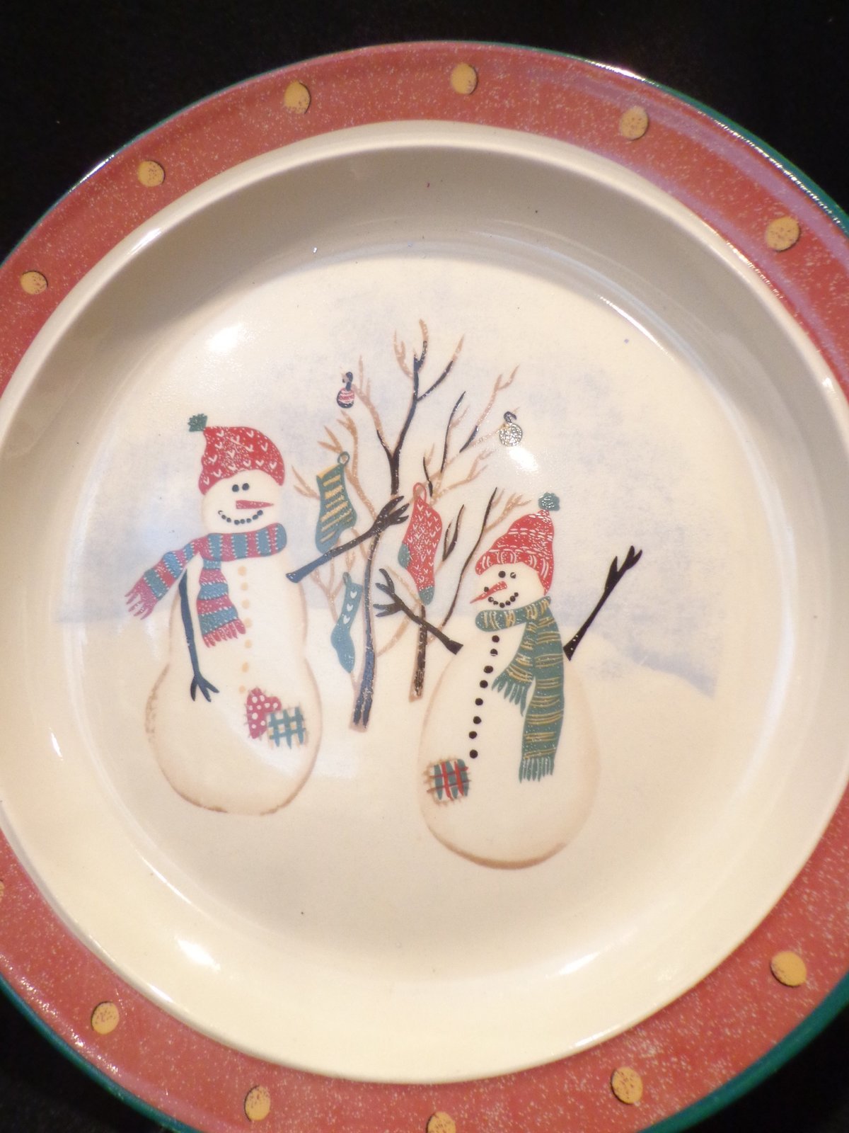 ROYAL SEASONS SNOWMAN Stoneware Dinner Plate 10" Diameter Christmas Tableware - $23.03