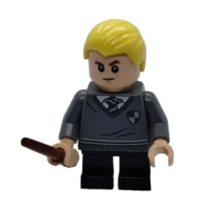 Lego MiniFigure Draco Malfoy Slytherin Stripe Crest Wand hp115 4841 Figure - £6.73 GBP