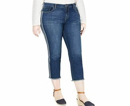 Style &amp; Co Womens Plus 18W Mansfield Blue Striped Mid Rise Slim Ankle Jeans NWT - £17.43 GBP