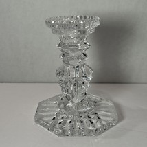 VINTAGE 4 1/2&quot; CUT CRYSTAL STAR DESIGN CANDLE HOLDER 3 SEAMS 19 - $14.99