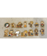 14 lot Vintage PEANUTS Wooden Double Sided 1950-1965 Christmas Ornaments - $1,900.49 MXN
