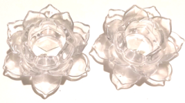 2 Shannon Crystal Designs of Ireland Lotus Flower Pillar Candle Holder Unboxed - $15.99