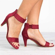 Spring Women Pumps Sandals Thin High Heel Open Toe Zipper Suede  Platform Office - £14.63 GBP