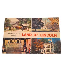 Postcard Greetings From Illinois Land Of Lincoln Multiview Chrome Unposted - £5.42 GBP