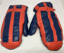 Vintage Retro Mittens Down Filled Blue Red Stripe Van Raalte Womens One Size EUC - £19.07 GBP