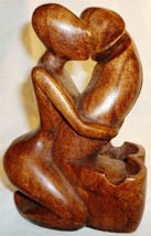 AFRICAN ART HANDCARVED WOOD ASHTRAY EROTIC FIGURINE WOMAN EMBRACES PENIS - £25.17 GBP
