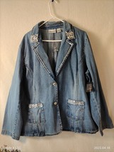 NWT Jeanology size 22W Cotton  Bling Blue Women&#39;s Jean Denim Jacket - £23.74 GBP
