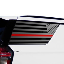 Fits Chevy Tahoe 2021 2022 Rear Window American Flag Decal Sticker Red Line - £39.22 GBP