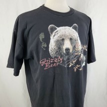 Vintage AND1 Grizzly Bear T-Shirt XXL Black Crew Cotton Wildlife Nature 90&#39;s USA - £31.45 GBP