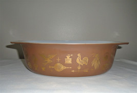 Pyrex Early American Brown White Gold 045 Casserole Dish 2 1/2 Quart Vintage - £14.78 GBP