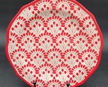 New Pioneer Woman BETSY Salad Plates 8.75&quot; Red on White Floral Peacock D... - £7.11 GBP