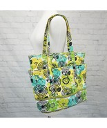 ❤️ VERA BRADLEY Lime's Up Go Round Zip Tote Green Yellow Black Floral - $18.99