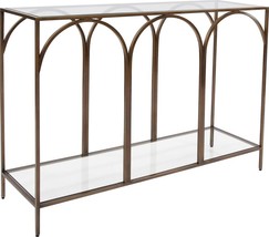 Console Table Howard Elliott Palladio 18th C Curved Bronze Clear Metal Tempered - £1,194.70 GBP