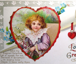 Loves Greetings Postcard Unsigned Ellen Clapsaddle 1910 Victorian Child In Heart - £15.31 GBP