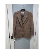 Vintage Madrigal Carmel Brown Tweed Blazer Jacket Wool Look Classic Fit - $781.20 MXN