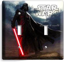 Darth Vader Red Sword Star Wars Dark Force Double Light Switch Cover Room Decor - £12.73 GBP