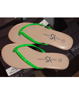 YOSI SAMRA Bop nude neon green Leopard  FLIP FLOPS SANDALS Size 6 $70 NIB - $445.21 MXN