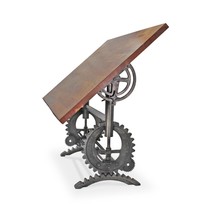 French Industrial Writing Table Drafting Desk - Sit Stand Adjustable - Tilt Top - £2,635.23 GBP