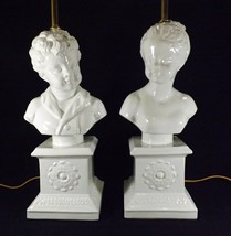 Pair of Lamps Rare Italian Porcelain Louise Alexandre Brongniart Table Lamps Vtg - £308.73 GBP