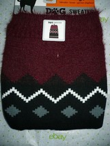 Walmart Brand Dog Sweater Burgundy Black White Argyle Medium NEW - £8.41 GBP