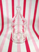 Sweet Vintage 2pc Clear Glass 6.5&quot; Tall Apothecary Jar Canister with Lid - £12.66 GBP