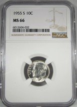 1955-S Silver Roosevelt Dime NGC MS66  AJ162 - £18.48 GBP