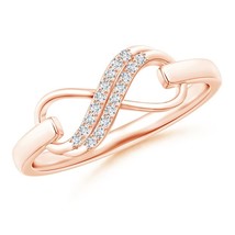 ANGARA Lab-Grown Ct 0.08 Diamond Swirl Infinity Link Ring in 14K Solid Gold - £367.56 GBP