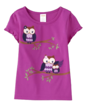 NWT Gymboree Girls Size 5T Embroidered Fuchsia Owl Tee NEW - £11.94 GBP
