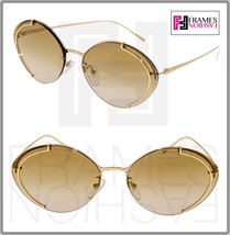 Prada 60U Eyewear Metal Rimless Sunglasses Brown Gold Oval Mirrored PR60US Women - £137.89 GBP