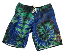 Volcom Board Shorts Mens 38 Tie Dye Tripper Psychedelic Skulls Trip w/Zi... - $35.10