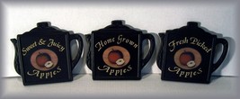 Set/3 Coffee Pot Shaped Ceramic COUNTRY APPLE Trivets - $8.95